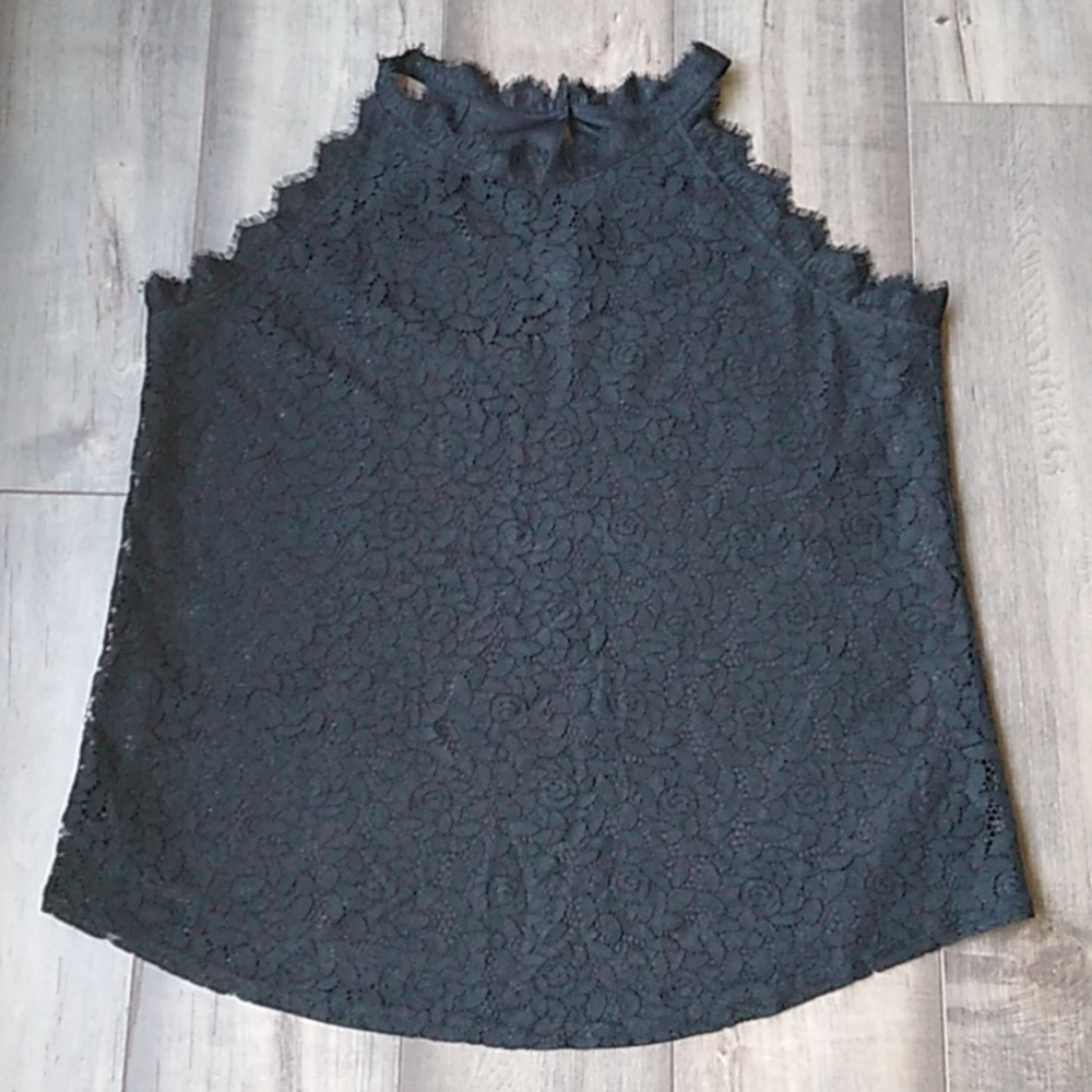 Berryou Black Hallow Out Lace Halter Tank Top 2X - Picture 3 of 15